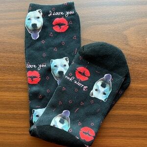 Black and Red Dog Print Socks